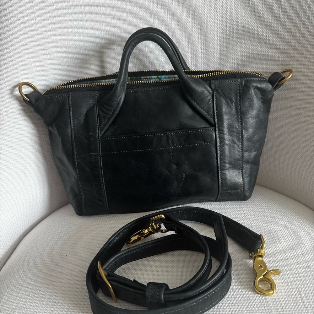 Satchel Raven Mini Louise Black Leather Handbag